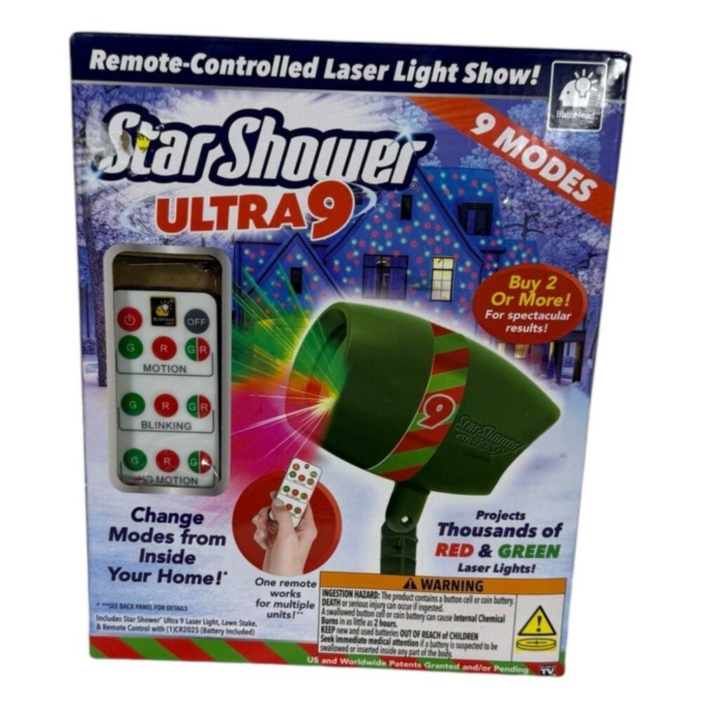 Star Shower Ultra 9 Remote Controlled Lazer Light Show Green and Red As Seen On